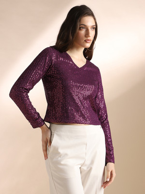 Globus Party Embellished Women Purple Top