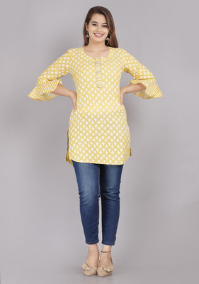 Fashion Point Casual Printed Women Yellow Top