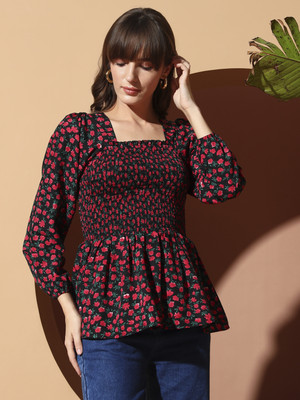 OTABU Casual Printed Women Red Top
