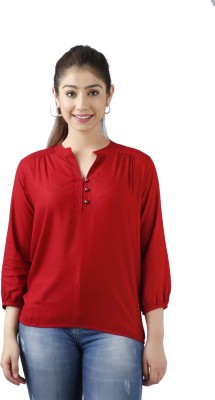 Himanc Enterprises Casual Solid Women Red Top