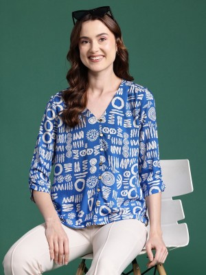 Dressberry Casual Printed Women Blue, White Top