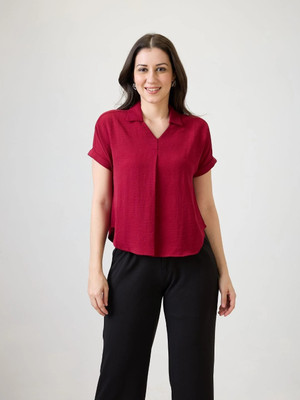 Globus Formal Solid Women Red Top