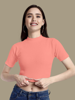 NAVYANKAA Casual Solid Women Orange Top