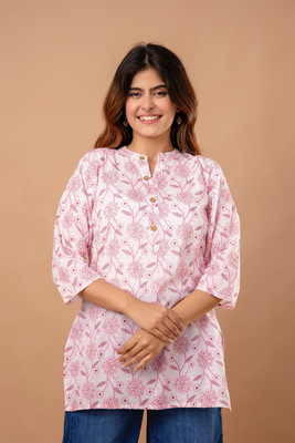 KS Collections Casual Floral Print Women Pink Top