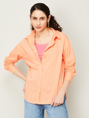 Ginger by Lifestyle Casual Solid Women Orange Top