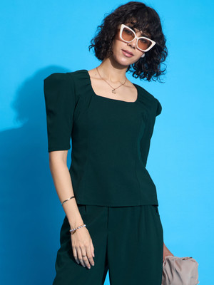 SASSAFRAS worklyf Casual Solid Women Green Top