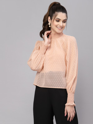 AAYU Casual Self Design Women Pink Top