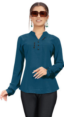 Lolis Party Solid Women Blue Top