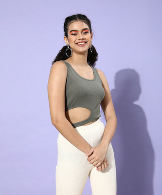 STREET9 Casual Solid Women Grey Top