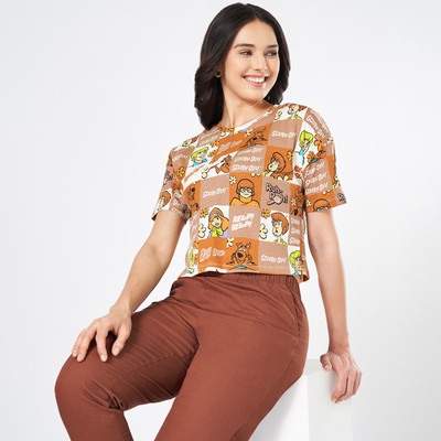 Honey By Pantaloons Casual Printed Women Brown Top