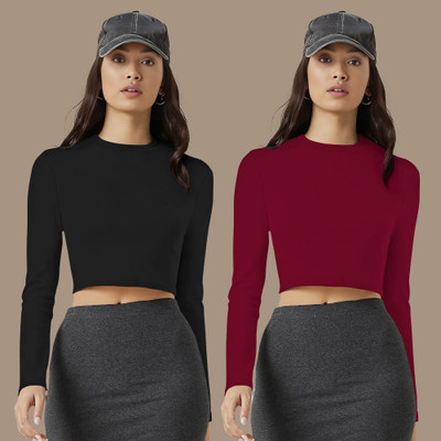 Dream Beauty Fashion Casual Solid Women Maroon Top