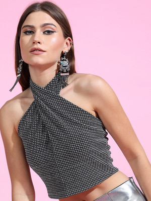 Tokyo Talkies Casual Printed Women Black Top