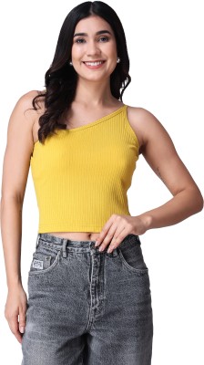 POPWINGS Casual Self Design Women Yellow Top