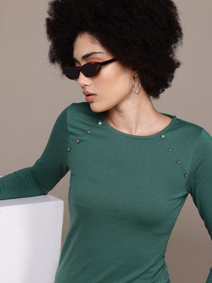 Roadster Casual Solid Women Green Top