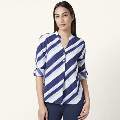 Annabelle by Pantaloons Casual Striped Women Blue Top