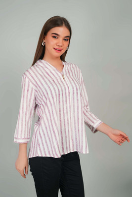 Gul West Casual Striped Women Pink Top