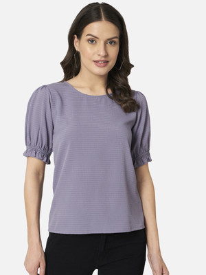 ALL WAYS YOU Casual Solid Women Purple Top