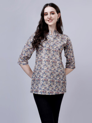 Bajarang Casual Printed Women Grey Top
