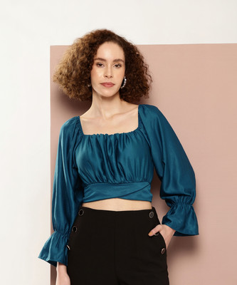 Dream Tree Casual Solid Women Green Top