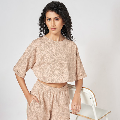 Ajile By Pantaloons Casual Printed Women Brown Top