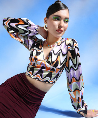POPWINGS Casual Printed Women Multicolor Top