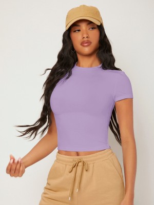 NUCOUTHS the style you love Casual Solid Women Purple Top