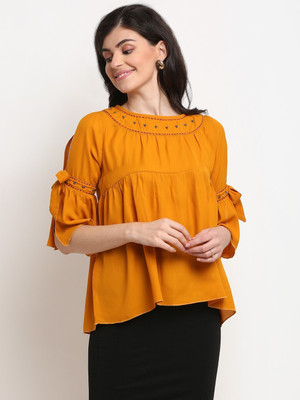 La Zoire Casual Solid Women Yellow Top