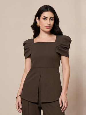 SASSAFRAS worklyf Casual Solid Women Brown Top