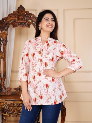 arishfa Casual Printed Women White Top