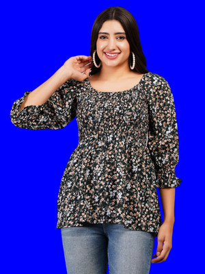 JC4U Casual Printed Women Green Top