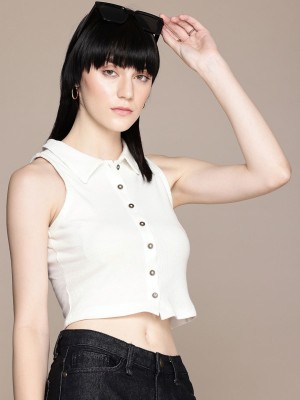 Roadster Casual Solid Women White Top