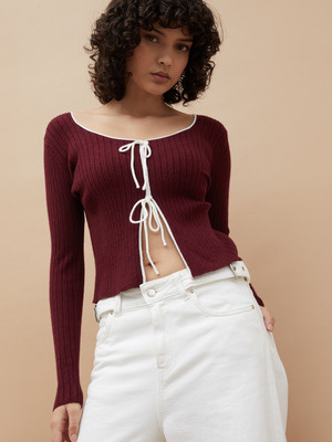 Ginger by Lifestyle Casual Self Design Women Red Top