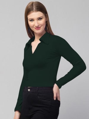 Maheshvi Casual Solid Women Dark Green Top