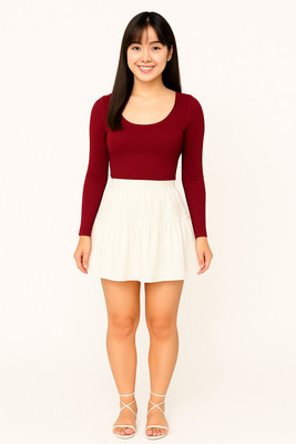 SUGARCANNE Casual Solid Women Maroon Top