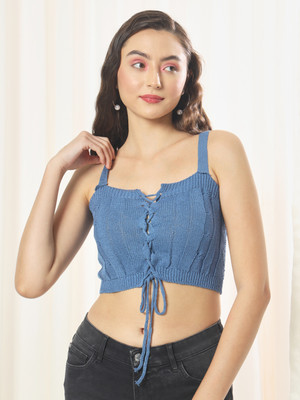 TANDUL Casual Solid Women Blue Top