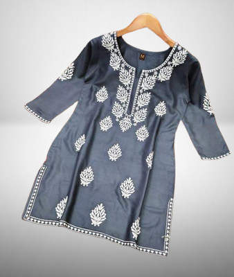 SHREE NATH CREATION Casual Embroidered Women Grey Top