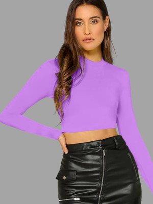 NAVYANKAA Casual Solid Women Purple Top