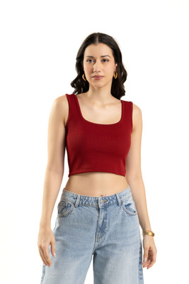 Komurr Casual Solid Women Maroon Top