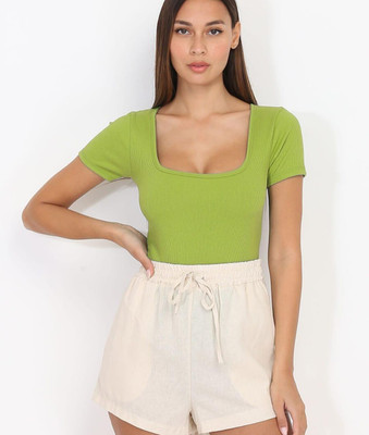 Npc Casual Solid Women Green Top