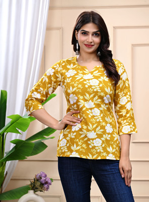 SSS OVERSEAS Casual Printed Women Yellow Top