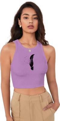 Fashion And Youth Casual Printed Women Purple, Black Top