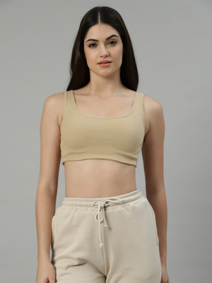 HouseOfCommon Casual Self Design Women Beige Top