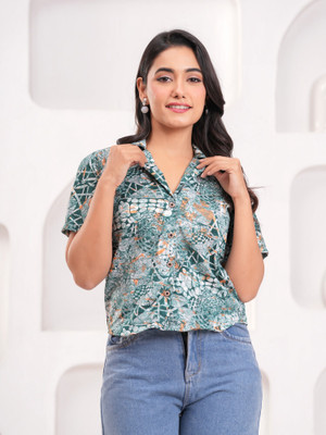 Labhanshi Creation Casual Printed Women Green Top