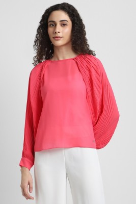 Allen Solly Casual Solid Women Pink Top