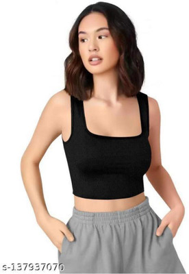 TrendHunter Casual Solid Women Black Top
