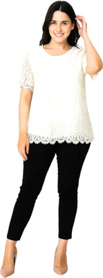 Mohini vastram Party Self Design Women White Top