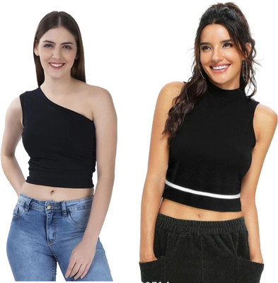 A & K collections Casual Solid Women Black Top