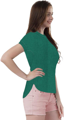 THE BLAZZE Casual Self Design Women Green Top
