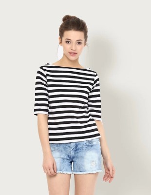 SMD Enterprise Casual Striped Women Black, White Top