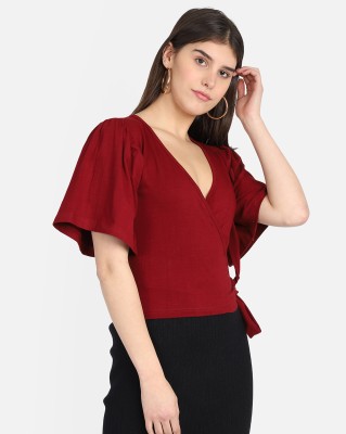 Dracht Casual Solid Women Maroon Top